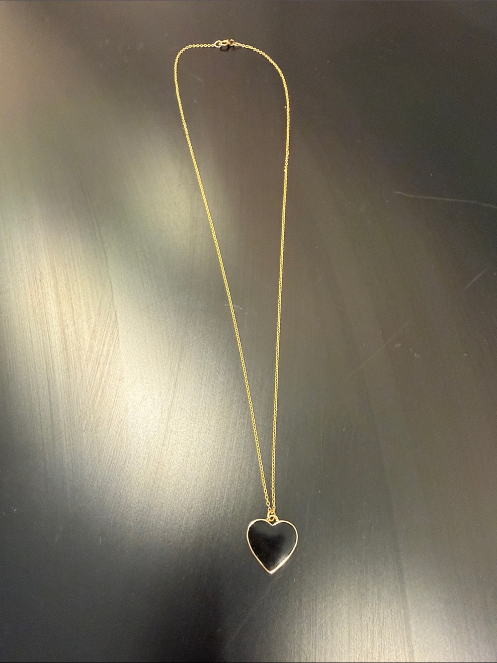 Becket & Quill Onyx Heart Pendant Necklace with Black Inlay